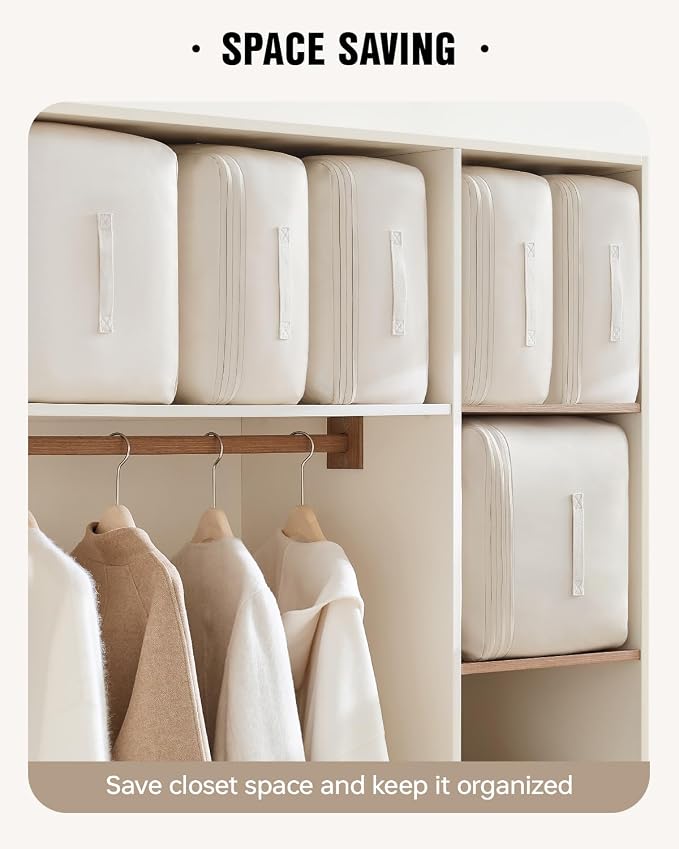 Eachy 3-Pack Comforter Storage Bag Blanket Storage Bags, 136L Compression Bags for Blanket Comforter, Ultra Space Saving Self Compression Organizer