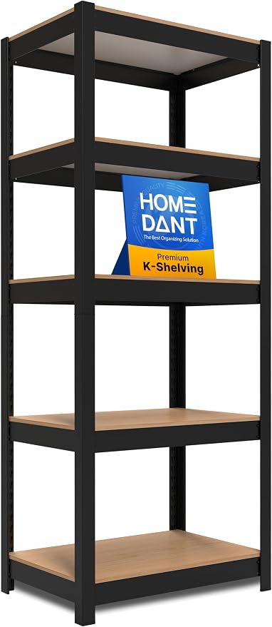 House Black 24.1" W 5 Tier Storage Shelves Garage Shelving Unit | Adjustable boltless metal shelving for pantry, closet, kitchen, basement, garage and warehouse