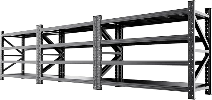 3-Pack 5000LBS Heavy Duty Garage Shelving for Warehouse & Large Storage Organization, 4 Tier Adjustable Metal Storage Rack for Garage, Basement, Workshop & Storage Room, 69" W x 24" D x 64" H