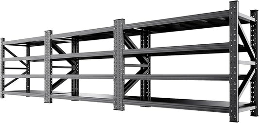 3-Pack 5000LBS Heavy Duty Garage Shelving for Warehouse & Large Storage Organization, 4 Tier Adjustable Metal Storage Rack for Garage, Basement, Workshop & Storage Room, 69" W x 24" D x 64" H