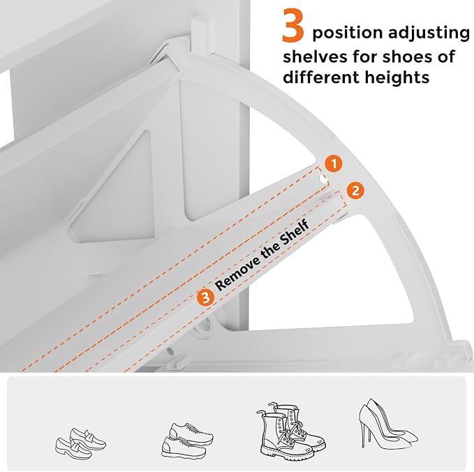 Homleke Farmhouse Shoe Cabinet for Entryway, 2 Barn-Style Flip Drawers | Narrow Shoe Storage Organizer, Top Display Shelf, Adjustable Shelves, Shoe Rack, for Hallway Closet, 24" Wide, White