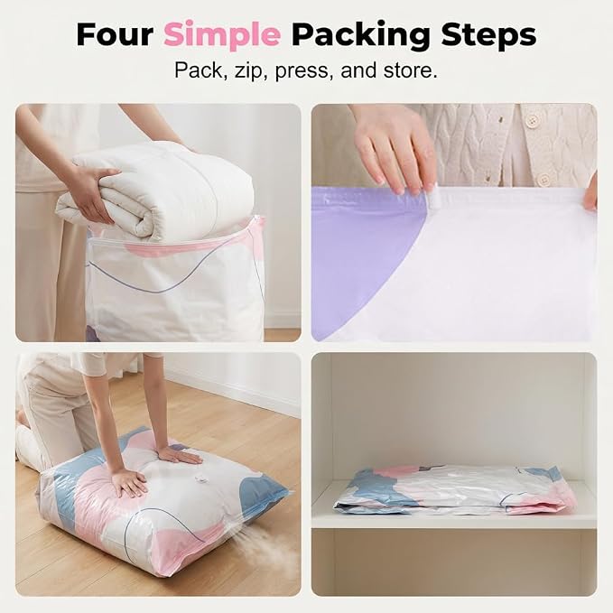 No-Pump Vacuum Storage Bags, 2026 New 3D Vacuum Storage Bags, Portable Large Clothes Compression Bags for Household Use, Convenient Cube Storage Bag for Clothes, Comforters, Blankets (5, 19.6*27.5in)