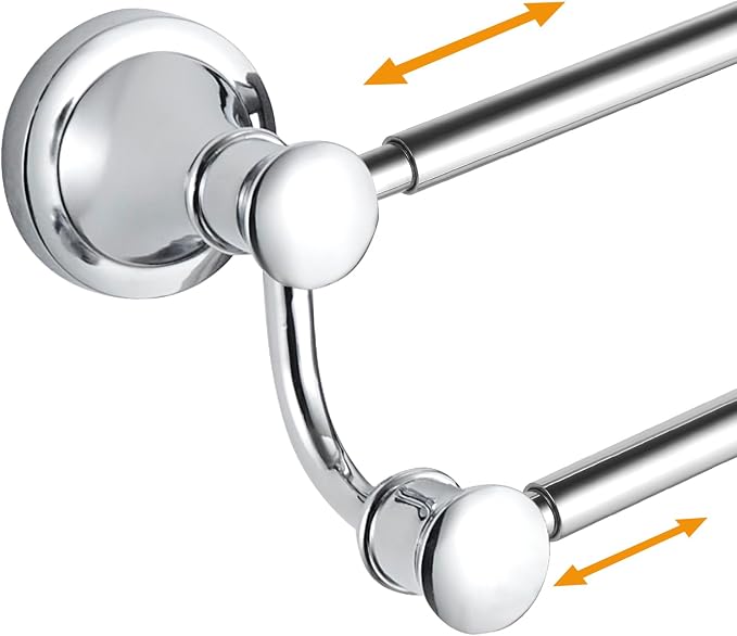 Hoimpro Double Towel Bar Towel Rack for Bathroom Wall Mounted Chrome | Adjustable 16-26 In,Wall Mounted Towel Holder, Stainless Steel, Rustproof, Towel Bar Rod Hanger Hardware Accessories Hotel