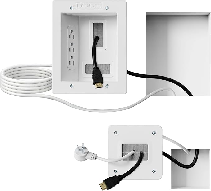 Mount-It! in-Wall TV Cable Concealer Kit with Recessed Power – Triple Outlet, 9ft Cord, and Hand Saw – Easy, Safe Cable Management for Organized TV and Home Theater Setups