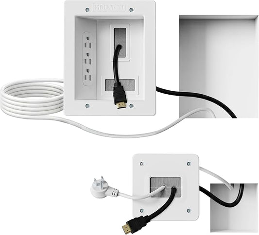 Mount-It! in-Wall TV Cable Concealer Kit with Recessed Power – Triple Outlet, 9ft Cord, and Hand Saw – Easy, Safe Cable Management for Organized TV and Home Theater Setups
