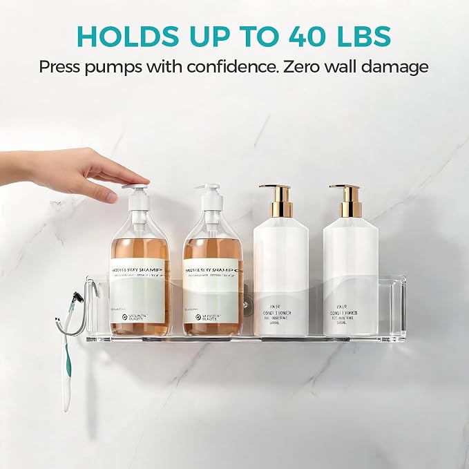 Rust-proof Shower Shelves, Bathroom Storage Organizer Shower Caddy (Clear 5-Pack)