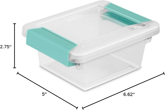 Sterilite 18-Pack Clip Box, Stackable Clear Plastic Bins with Latching Lids, Mini - Writing, Arts or Crafts Supplies Storage Containers for Home, Office, Classroom and Workshop Organization