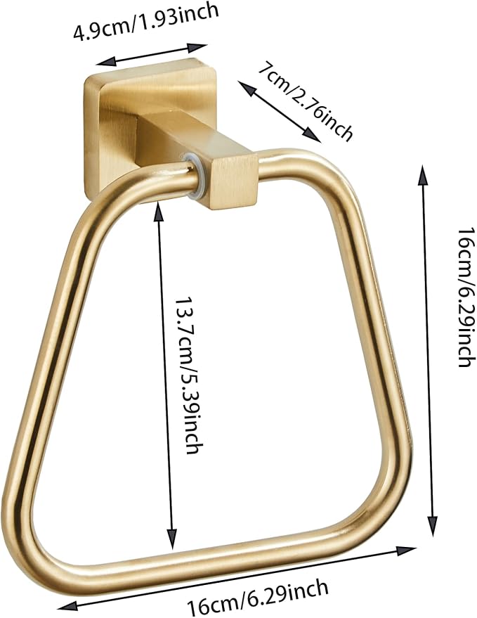 Brushed Light Gold Towel Ring for Bathroom, Kitchen Bath Towel Holder Hangers Wall Mount Heavy Duty Stainless Steel