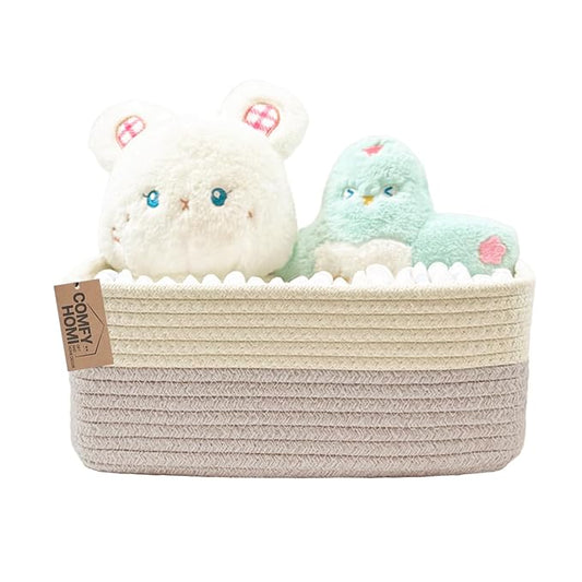 COMFY-HOMI 11.5"x7.5"x4.7" Storage Baskets for Organizing | Cotton Rope Woven Basket | Toy Storage Bin Box | Basket for Shelves, Closet Organizer Bin, Decorative Closet Shelf, 1 Pack
