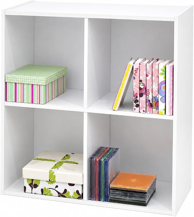 KB Designs - 4-Cube Bookcase, Unit Shelf, Storage Organizer, White