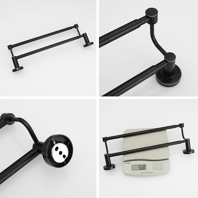 BESy Double Towel Bar Towel Rack for Bathroom Towel Rod Oil Rubbed Bronze | Adjustable 16-26 In,Wall Mounted Towel Holder, Stainless Steel, Rustproof, Towel Bar Rod Hanger Hardware Accessories Hotel