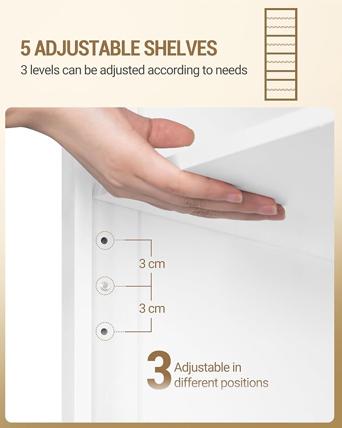 Hzuaneri Shoe Storage Cabinet,10 Tiers Farmhouse Tall Shoe Cubby Organizer | Freestanding Shoe Cabinets, Wooden Shoes Rack with Cubby, 27-30 Pairs, for Entryway, Living Room, White SR52603X