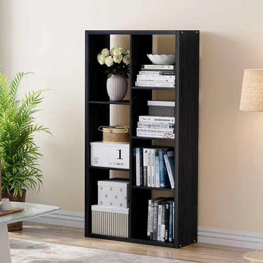 VDNEND Cube Storage Organizer Bookcase, Decorative 11 inch Open Back Cubical Shelf with Thickened Border, Display Bookshelf for Living Room, Home Office, Sturdy Room (Black, 7 Cube)