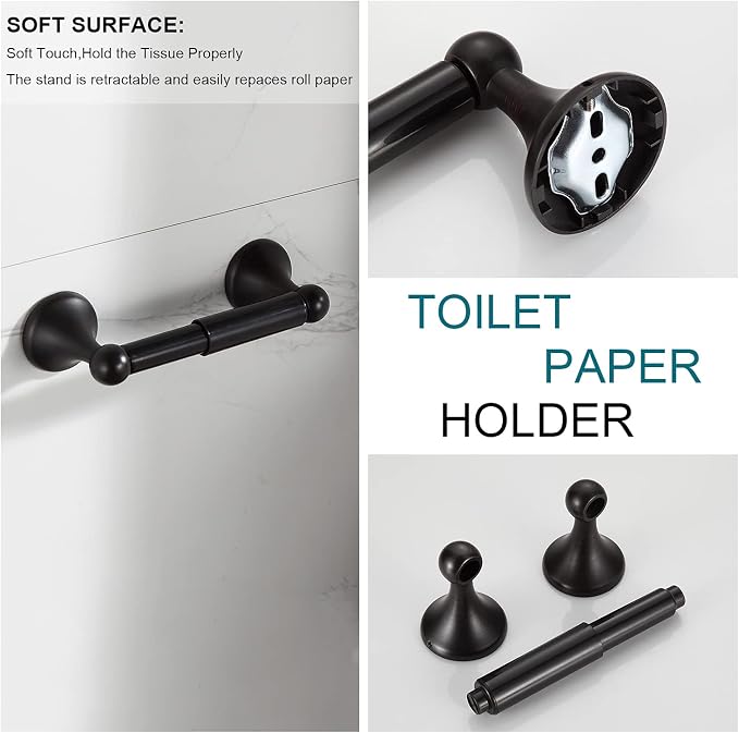 BGL Bathroom Hardware Set Oil-Rubbed Bronze Bath Towel Bars Adjustable Expandable Bathroom Accessory Set Towel Racks 8-Pieces Wall Mount