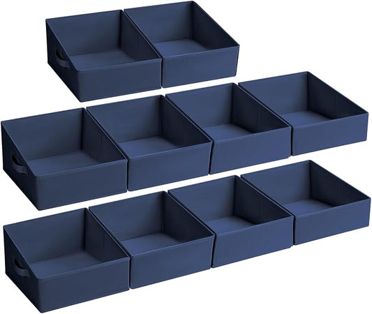DIMJ Closet Storage Bins 10 Pack - Fabric Storage Baskets for Shelves, Collapsible Clothes Organizer with Handles, Trapezoid Shelf Organization Storage Cubes for Purse, Toys, Books, Towel, Clothes