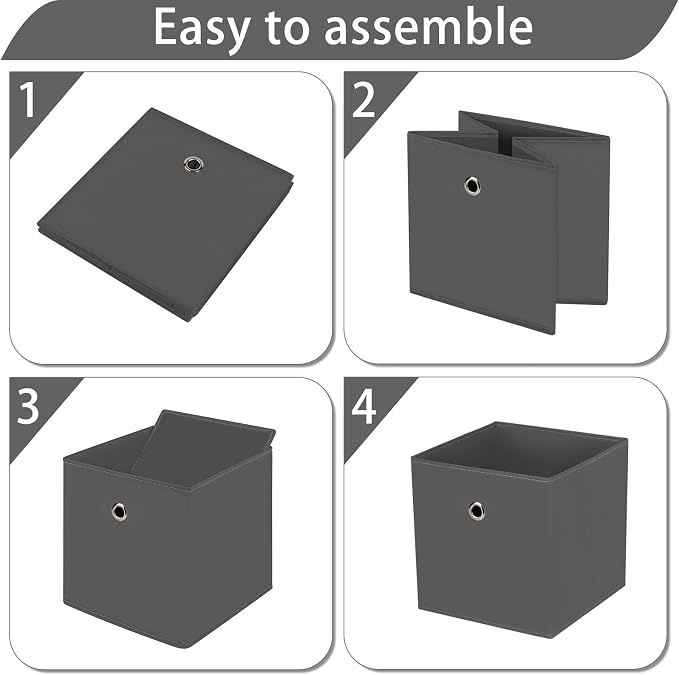 13x13x13 storage cube bins,collapsible fabric storage cubes Decorative storage basket,13 inch Record cube storage box for shelves,clothing,shelf,drawer,bathroom organizer,Set of 3 (Grey)