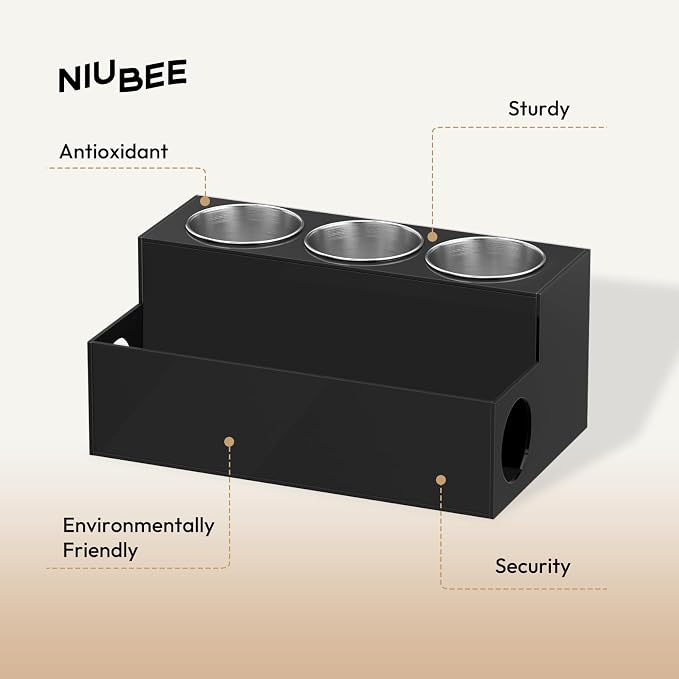 NIUBEE Acrylic Hair Tool Organizer,Hair Dryer Holder Countertop with 3 Cups | Black, Hot Tools Organizer, Hair Blow Dryer Organizer for Curling Iron, Brush, Straightener, Makeup,Skincare,Vanity, Bathroom