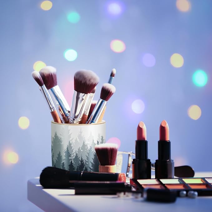 Large Capacity Pen Pencil Holder for Desk, Ceramic Pens Cup Cute Makeup Brushes Holder, Unique Desk Multifunctional Pen Organizer for Home, Office, and School, Forest Pattern