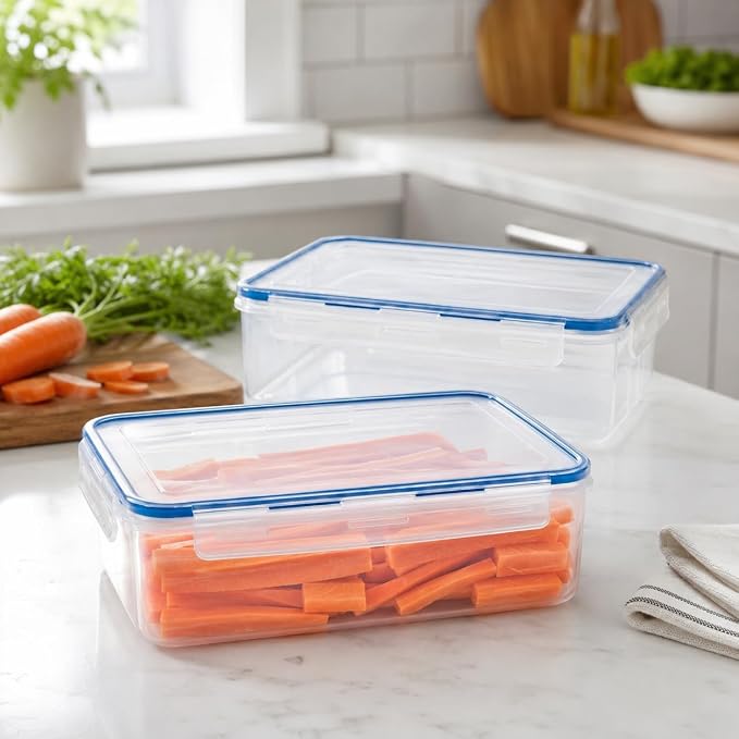 Tribello 140 oz Large Airtight Food Storage Containers with SnapTight Lids – Clear, Stackable, BPA-Free Meal Prep Containers for Kitchen, Freezer & Pantry – 2-Pack