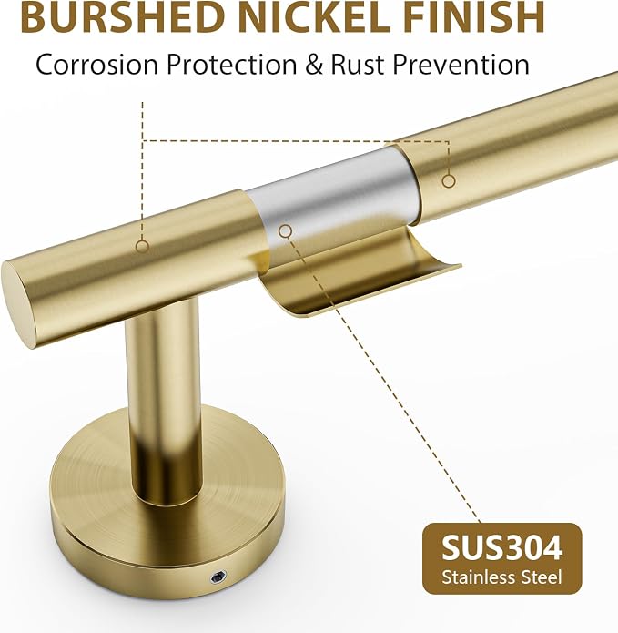 Luxbaro 18 Inch Brushed Gold Towel Bar, Thicken, Total Length 20-Inch | Towel Rack for Bathroom Wall, SUS304 Stainless Steel Towel Rod, Modern Home Decor