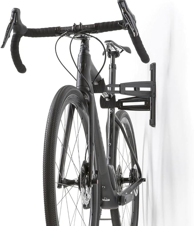 Feedback Sports Velo Wall Rack 2D Bike Storage Hangar Mount Adjustable Arms | Road, gravel and MTB compatible; soft rubber cradles protect finishes and support up to 50 lb in tight spaces