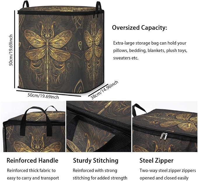 2pcs closet organizers and storage under bed,clothing blanket sweater sheet bedding comforter duvet quilt pillow toy storage bags with lids,dorm room essentials for containers 95L