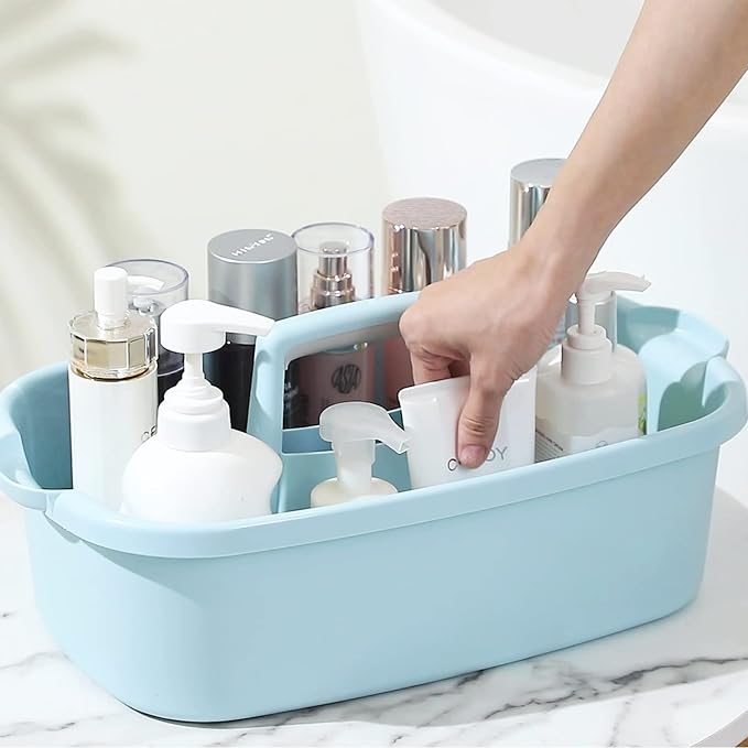 JiatuA Large Cleaning Supplies Caddy Portable Shower Caddy Basket Blue | Sturdy Supply Organizer with Handle Plastic Bucket Tool Storage for Bathroom Bedroom Kitchen Garden College Dorm Essentials