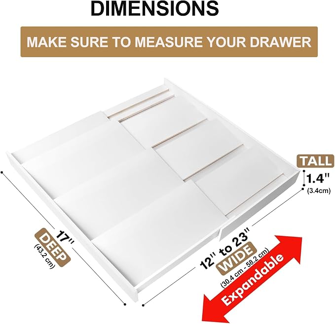 Bamboo Spice Drawer Organizer, (Need 3.1” Deep Drawer) Expandable 4 Tier Spice Rack for Cabinet (From 12" to 23" Wide), Seasoning Storage Insert, Spice Organizer for Drawer,Jars Not Included
