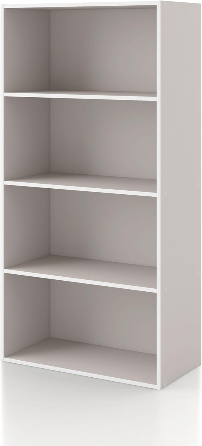 Homes: Inside + Out Apexa 4-Tier Cube Storage Organizer Shelves, Stackable Wood Bookcase Fits Cubby Bins for Organization, Dorm Teen Room Decor & Home Office, Taupe Grey