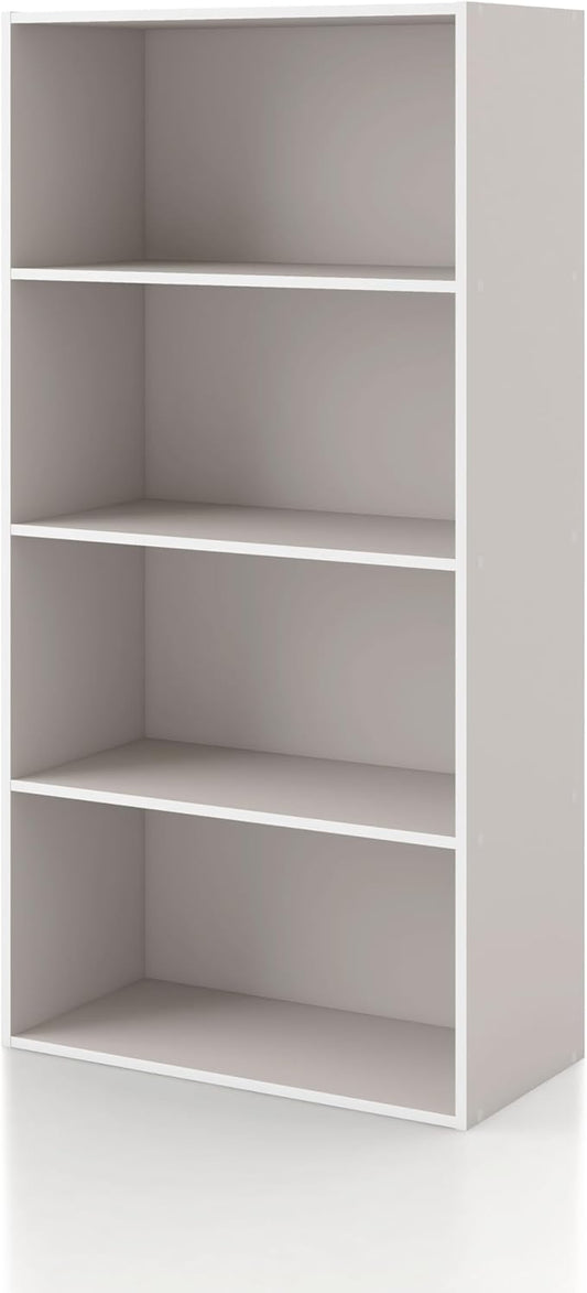 Homes: Inside + Out Apexa 4-Tier Cube Storage Organizer Shelves, Stackable Wood Bookcase Fits Cubby Bins for Organization, Dorm Teen Room Decor & Home Office, Taupe Grey
