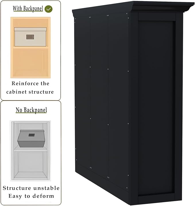 OSCHF 9-Cube Open Bookcase with Base, 3-Tier Wooden Bookshelf, Black | Curved Base, Crown Molding, Fits 11×11" Bins, Modern Storage Cabinet for Living Room, Bedroom, Home Office