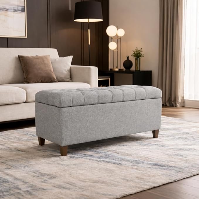 HomePop Ainsley 40" Storage Ottoman Bench - Gray Fabric