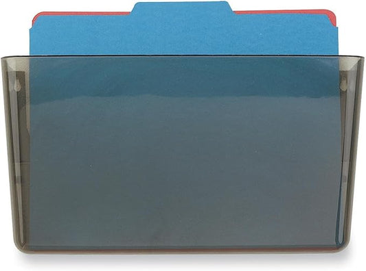 Officemate Wall File, Letter Size, Stackable Wall-Mounted Document Organizer, Plastic Pocket for Files, Mail & Folders, Gray (21431)