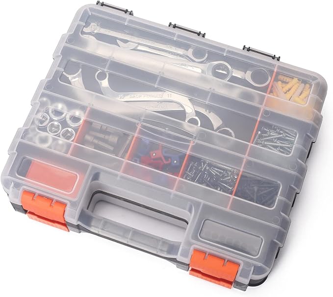 Mayouko Double Side Tools Organizer, Customizable Removable Plastic Dividers, Hardware Box Storage, Excellent for Screws,Nuts,Small Parts, 34-Compartment,2 PCS Set,12.6"L x 10.6"W x 3.2"H