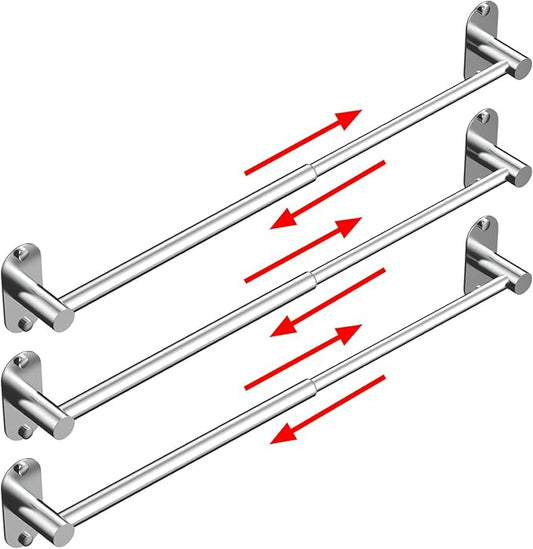Towel Bar, Adjustable 14.4inch - 25.2inch Towel Rack, Self Adhesive & Wall Mounted for Bathroom Kitchen Hand Towel Holder Cloths Hanger SUS 304 Stainless Steel Single Bar (3, Chrome)