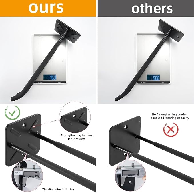 Sinoer 6 Pack Metal Wall Mount Garage Double Storage Hooks | 80KG heavy duty double hooks with 32cm extended arm, store ladders, bikes, tools and garden gear for garage use