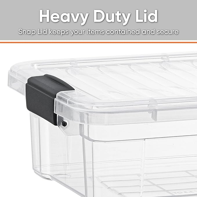 Superio Clear Storage Boxes with Lids, 1.27 Quart Plastic Container Bins for Organizing, Stackable Crates, BPA Free, Non Toxic, Odor Free, Organizers for Home, Office and Dorm