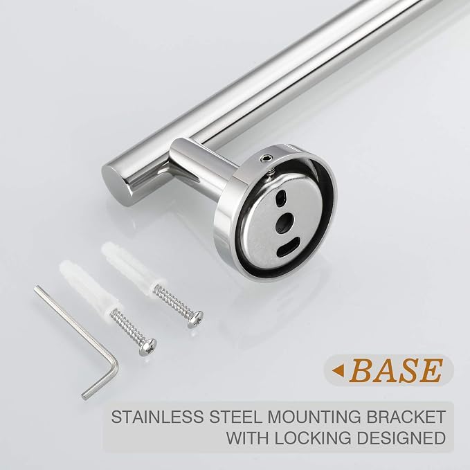 USHOWER Polished Chrome Hand Towel Bar, 9-Inch Towel Racks for Bathroom | Thicken SUS304 Stainless Steel Towel Rod, Towel Holder Wall-Mounted, Modern Home Decor (Total Length 11-Inch)