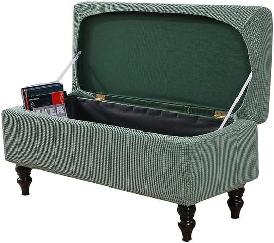 FUANGUI Ottoman Cover Slipcovers Rectangular Folding Stretch | Storage Bench Footrest Sofa Stool Covers Footstool Protector with Elastic Bottom, Removable Washable,Medium