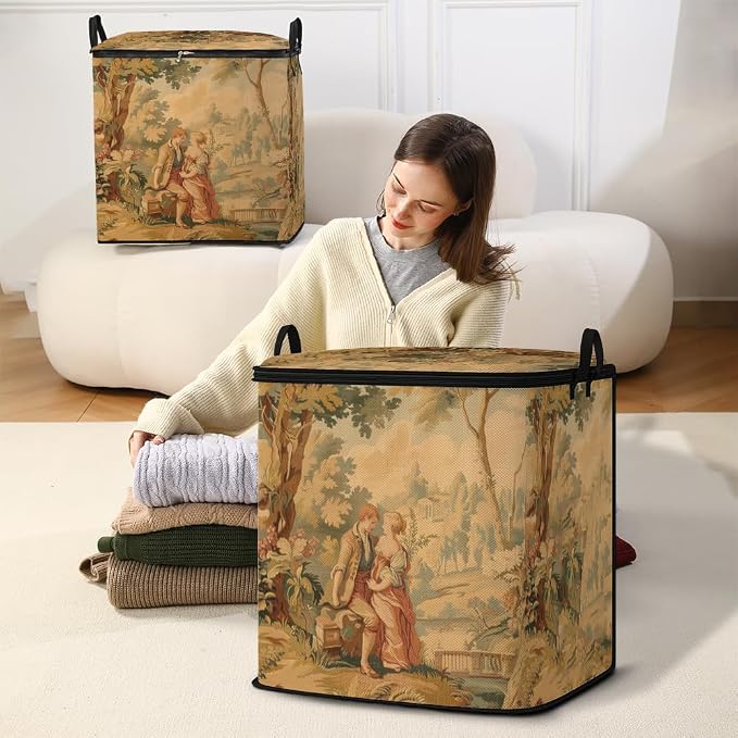 2pcs blanket storage bag for under bed,closet organizers 95L | clothing sweater sheet bedding comforter duvet quilt pillow toy storage bags with lids,dorm room essentials for containers