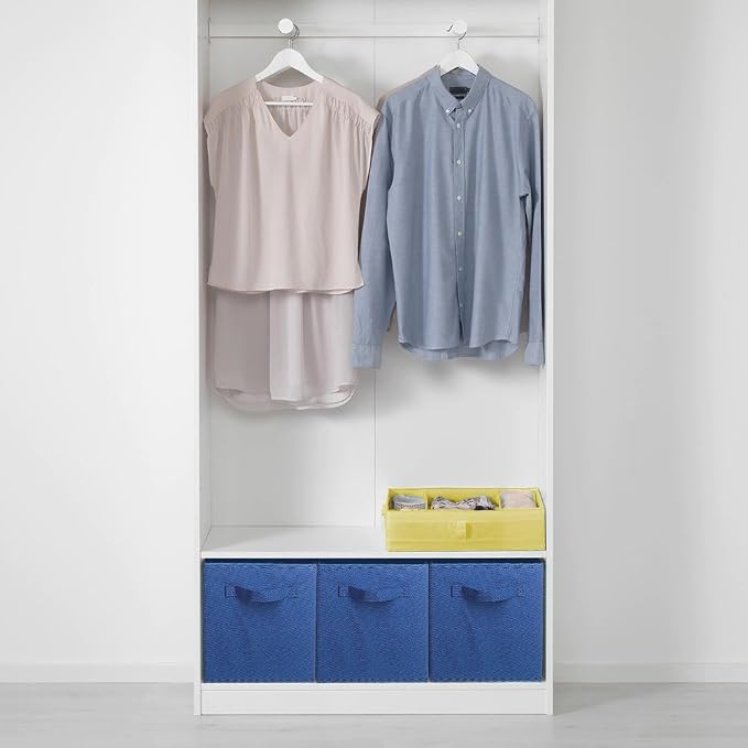 PowerKing Collapsible Storage Cubes, Farbic Storage Bins, Dark Blue, 6Pack | Sturdy, Lightweight, Easy Pull Handle, Closet & Shelf Organizer, Clothes and Toys Storage, 10.5'' x 11'' x 10.5''