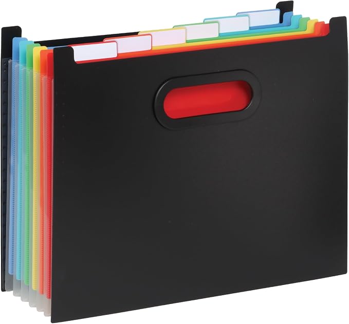 Pendaflex 7-Pocket Expanding File, with Customizable Colored Tabs, Black File Organizer, Portable Expanding File, Accordion File Organizer (52401)