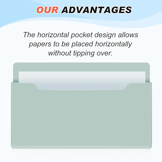 6 Pcs Magnetic Wall File Organizer Magnetic Wall File Holder Refrigerator Magazine Holder for Mail Letters Paper(Light Vintage,Horizontal-large)