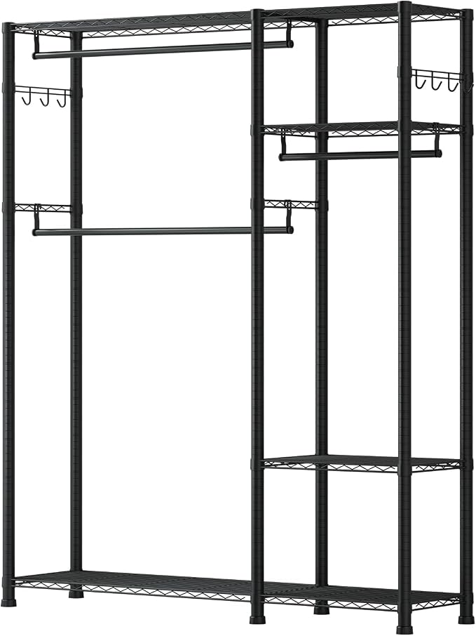 VEVOR Clothing Garment Rack, Heavy Duty Closet Wardrobe, Adjustable Tiers Clothes Racks with Steel Frame, for Bedroom, Clothing Store, Hallway
