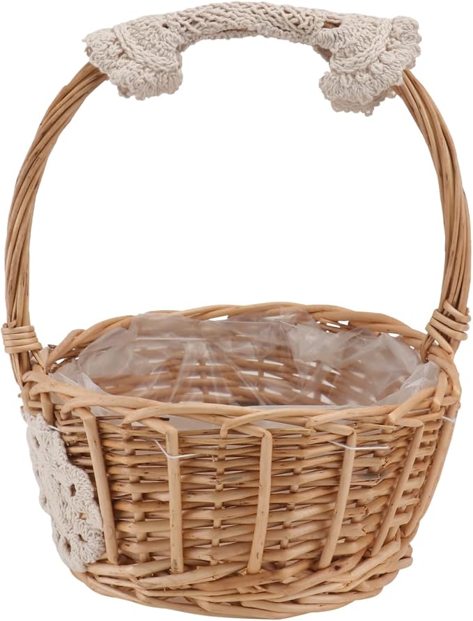 PRETYZOOM 1pc Creative Hand-woven Rattan Storage Basket Decorative Flower Basket for Home Decor Rustic Charm for Living Room Bedroom Office Wedding Supply