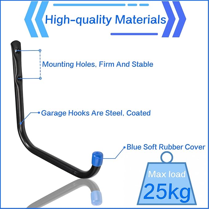 6.7In Garage Storage Utility Hooks, Heavy Duty Ladder Hooks, Wall Mount Garage Hanger & Organizer, 8 Pack (‎12G-6.7inch)