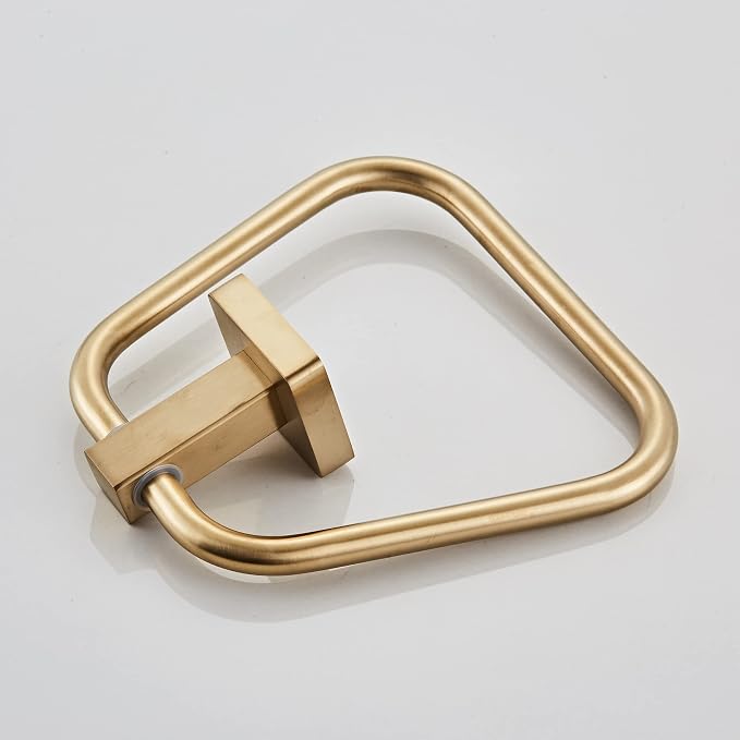 Brushed Light Gold Towel Ring for Bathroom, Kitchen Bath Towel Holder Hangers Wall Mount Heavy Duty Stainless Steel