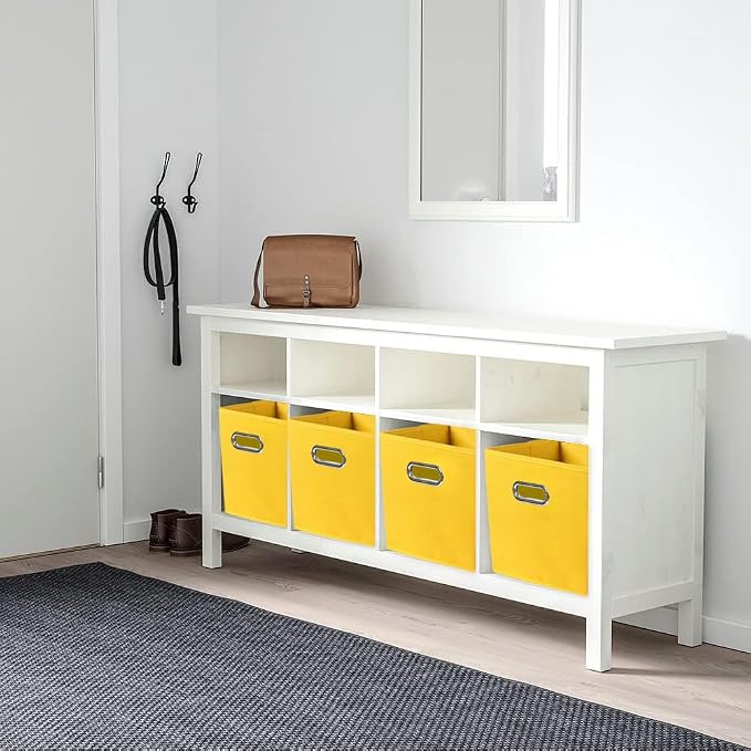 ShellKingdom Storage Bins, Foldable Fabric Storage Cubes with Metal Handle | Cloth Storage Organizer Drawer For Closet And Toys, 11 X 10.5 X 10.5 INCH, 6 Pack (Yellow)