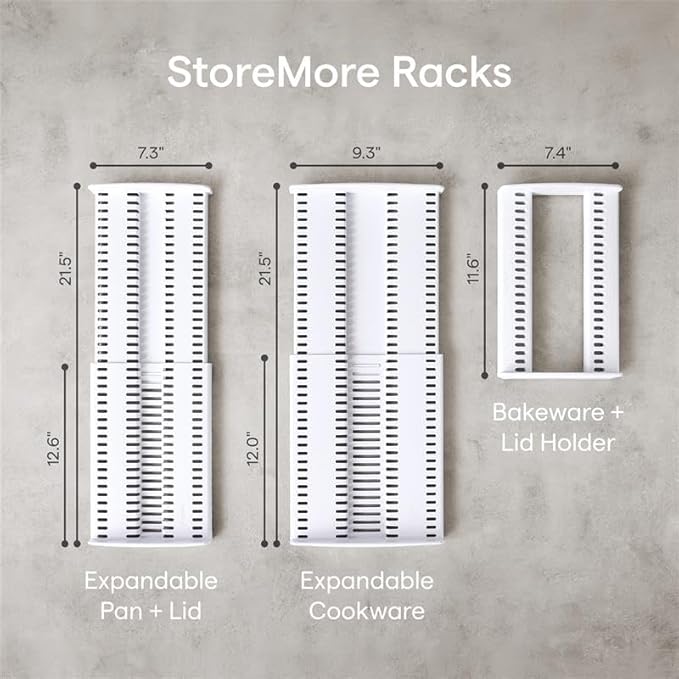 YouCopia StoreMore Cookware Rack with Tall Steel Wires, Adjustable Pan and Lid Organizer for Kitchen Cabinet Storage, Classic Edition