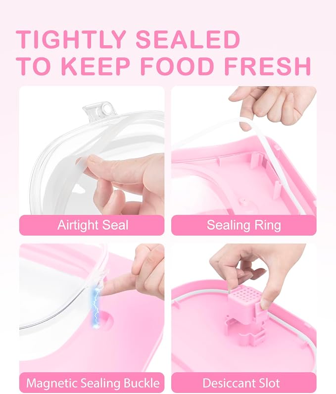 10-13 Lbs Airtight Dog Food Storage Container,Collapsible Pet Food Storage | Dog Food Container with Double Airtight Seal,Cat Food Container Dry Food Fresh,Space Saving,Pest/Mouse-proof,Scoop,Pink
